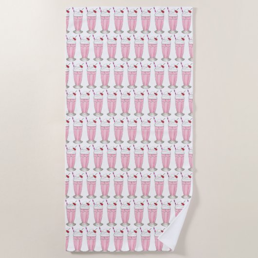 Rosa Erdbeere Schütteln Eiscreme Milchshake Feinsc Strandtuch (Vorderseite)