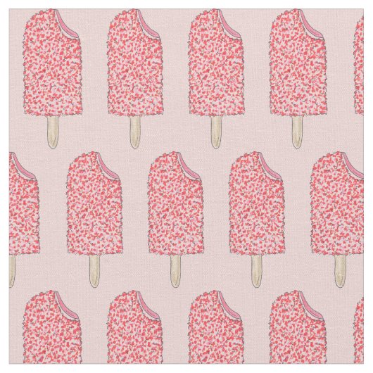 Rosa Erdbeere Shortcake Pops Popsicles Fabric Stoff (Nahaufnahme)