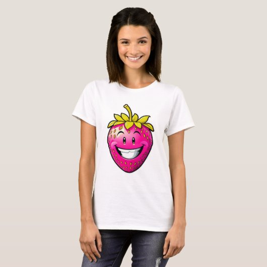 Rosa Erdbeere T-Shirt (Vorne ganz)