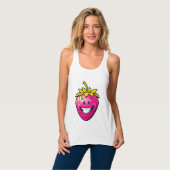 Rosa Erdbeere Tank Top (Vorderseite Vollansicht)