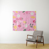 Rosa Erdbeere und Blumentapestry (50" x 60") Wandteppich (Beispiel (Horizontal))