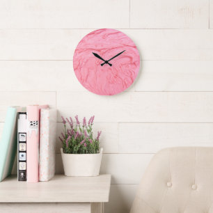 Rosa Erdbeereiscreme-Textur Große Wanduhr