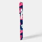 Rosa Erdbeeren auf blau Case-Mate iPhone Hülle (Rückseite / Links)