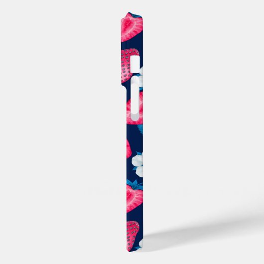 Rosa Erdbeeren auf blau Case-Mate iPhone Hülle (Rückseite / Links)