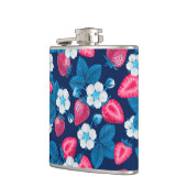 Rosa Erdbeeren auf blau Flachmann (Links)