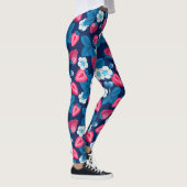 Rosa Erdbeeren auf blau Leggings (Rechts)