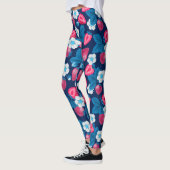 Rosa Erdbeeren auf blau Leggings (Links)
