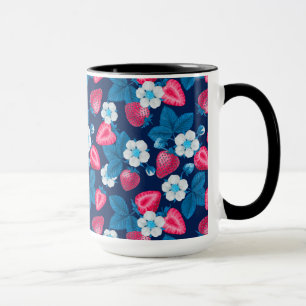 Rosa Erdbeeren auf blau Tasse