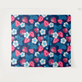 Rosa Erdbeeren auf blau Wandteppich (Vorderseite (Horizontal))