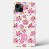 Rosa Erdbeeren Benutzerdefinierte Monogram-Telefon Case-Mate iPhone Hülle (Rückseite)