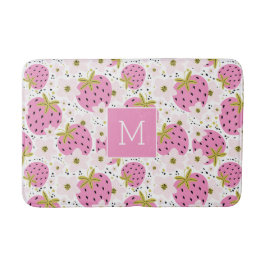 Rosa Erdbeeren Custom Monogram Badematte