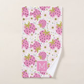 Rosa Erdbeeren Custom Monogram Badhandtuch Set (Handtuch)
