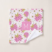 Rosa Erdbeeren Custom Monogram Badhandtuch Set (Waschlappen)
