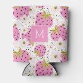 Rosa Erdbeeren Custom Monogram Dosenkühler (Vorderseite)