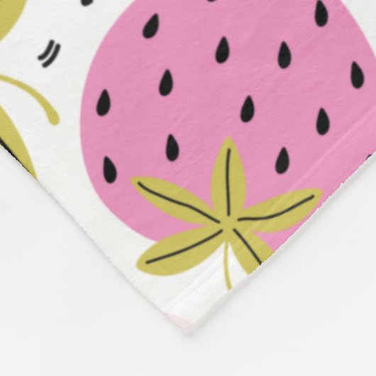 Rosa Erdbeeren Custom Monogram Fleecedecke (Ecke)
