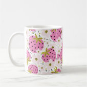 Rosa Erdbeeren Custom Monogram Kaffeetasse (Links)