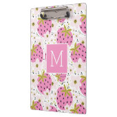 Rosa Erdbeeren Custom Monogram Klemmbrett (Links)