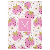 Rosa Erdbeeren Custom Monogram Klemmbrett (Rückseite)