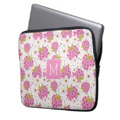 Rosa Erdbeeren Custom Monogram Laptopschutzhülle (Vorderseite Links)