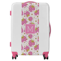 Rosa Erdbeeren Custom Monogram Luggage