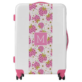 Rosa Erdbeeren Custom Monogram Luggage