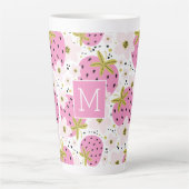 Rosa Erdbeeren Custom Monogram Milchtasse (Vorderseite)