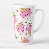 Rosa Erdbeeren Custom Monogram Milchtasse (Rechts)