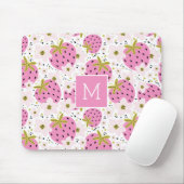 Rosa Erdbeeren Custom Monogram Mousepad (Mit Mouse)