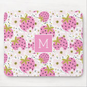 Rosa Erdbeeren Custom Monogram Mousepad (Vorne)
