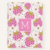 Rosa Erdbeeren Custom Monogram Notizblock (Vorderseite)