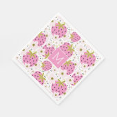 Rosa Erdbeeren Custom Monogram Paper Napkins Serviette (Ecke)