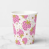 Rosa Erdbeeren Custom Monogram Pappbecher (Links)