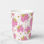 Rosa Erdbeeren Custom Monogram Pappbecher (Rechts)