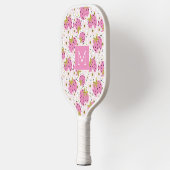 Rosa Erdbeeren Custom Monogram Pickleball Schläger (Links)
