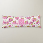 Rosa Erdbeeren Custom Monogram Seitenschläferkissen (Rückseite)
