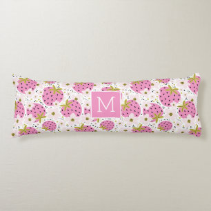 Rosa Erdbeeren Custom Monogram Seitenschläferkissen