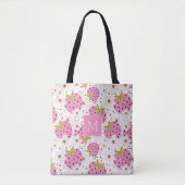 Rosa Erdbeeren Custom Monogram Tasche (Vorderseite)