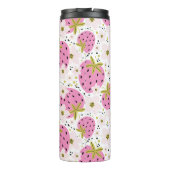 Rosa Erdbeeren Custom Monogram Thermosbecher (Rückseite)