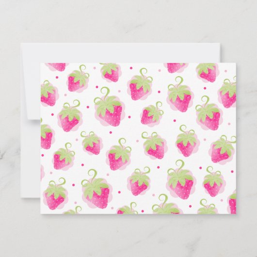 Rosa Erdbeeren & Dots Niedlich Girly Note Card Mitteilungskarte (Rückseite)