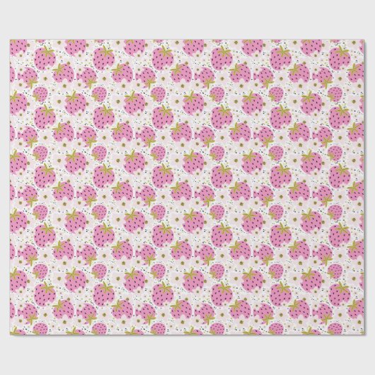 Rosa Erdbeeren Geschenkpapier (Flach)