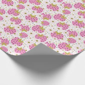 Rosa Erdbeeren Geschenkpapier (Ecke)
