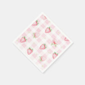 Rosa Erdbeeren Gingham Erdbeere Erster 1. Geburtst Serviette (Ecke)