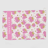 Rosa Erdbeeren Individuelle Name Golfhandtuch (Horizontal)