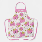 Rosa Erdbeeren Individuelle Name Schürze (Vorderseite)