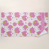 Rosa Erdbeeren Individuelle Name Strandtuch (Vorderseite)