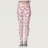 Rosa Erdbeeren Leggings (Vorderseite)