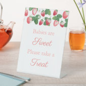 Rosa Erdbeeren nehmen eine Leckerei Baby Dusche Ge Sockelschild (In Situ)