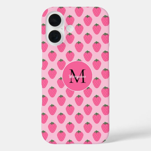 Rosa Erdbeeren, niedlich, kundenspezifisch Case-Mate iPhone Hülle (Rückseite)