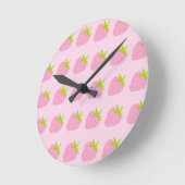 Rosa Erdbeeren Runde Wanduhr (Winkel)
