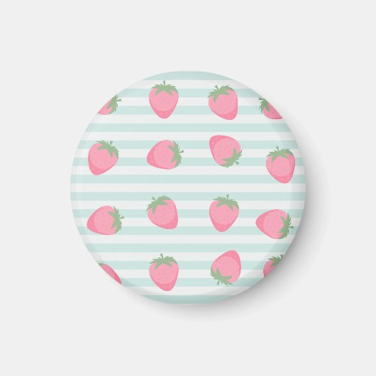 Rosa Erdbeeren Streifen Magnet (Vorne)